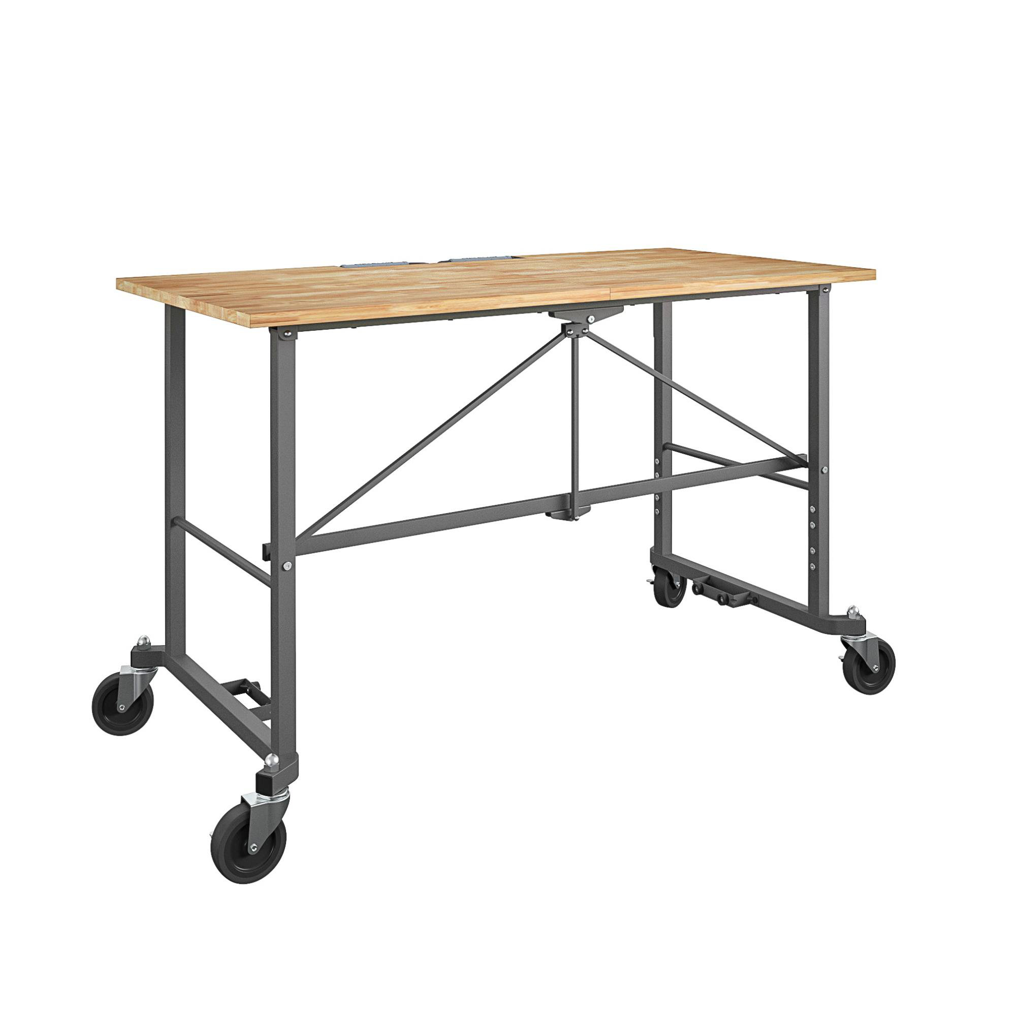 COSCO Smartfold Portable Folding Workbench, Hardwood Top
